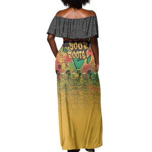 Africa Map Graffiti Off Shoulder Maxi Dress Know You Roots Art Style