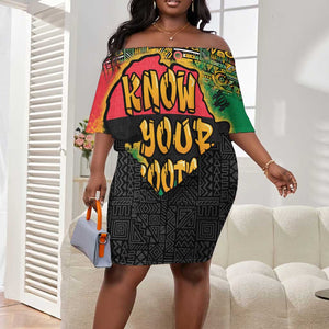 Africa Map Graffiti Off Shoulder Short Dress Know You Roots Art Style