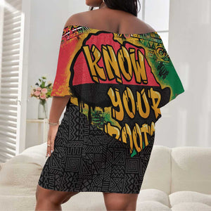 Africa Map Graffiti Off Shoulder Short Dress Know You Roots Art Style