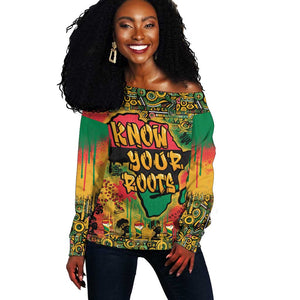 Africa Map Graffiti Off Shoulder Sweater Know You Roots Art Style