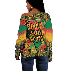 Africa Map Graffiti Off Shoulder Sweater Know You Roots Art Style