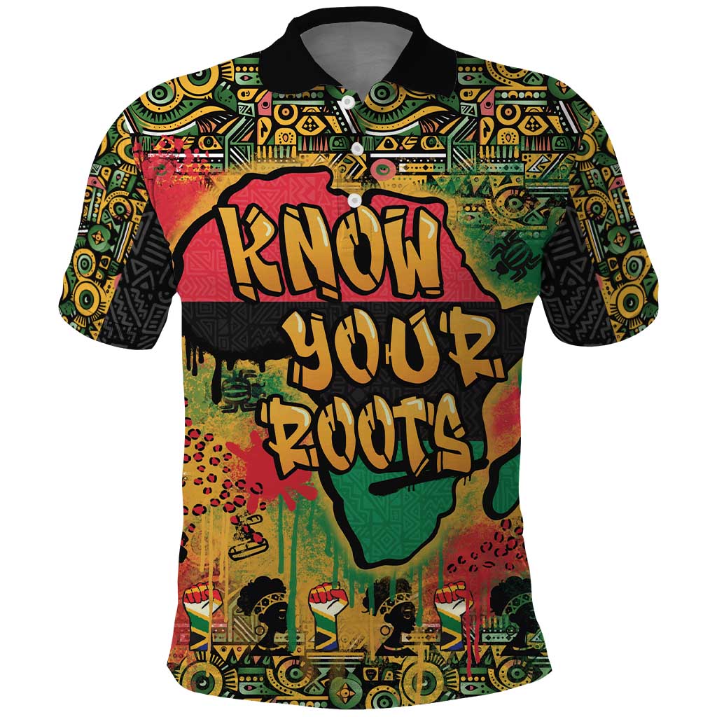 Africa Map Graffiti Polo Shirt Know You Roots Art Style