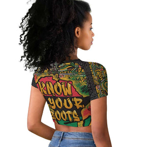 Africa Map Graffiti Raglan Cropped T shirt Know You Roots Art Style