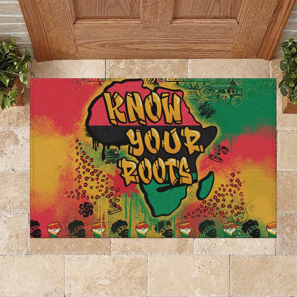 Africa Map Graffiti Rubber Doormat Know You Roots Art Style