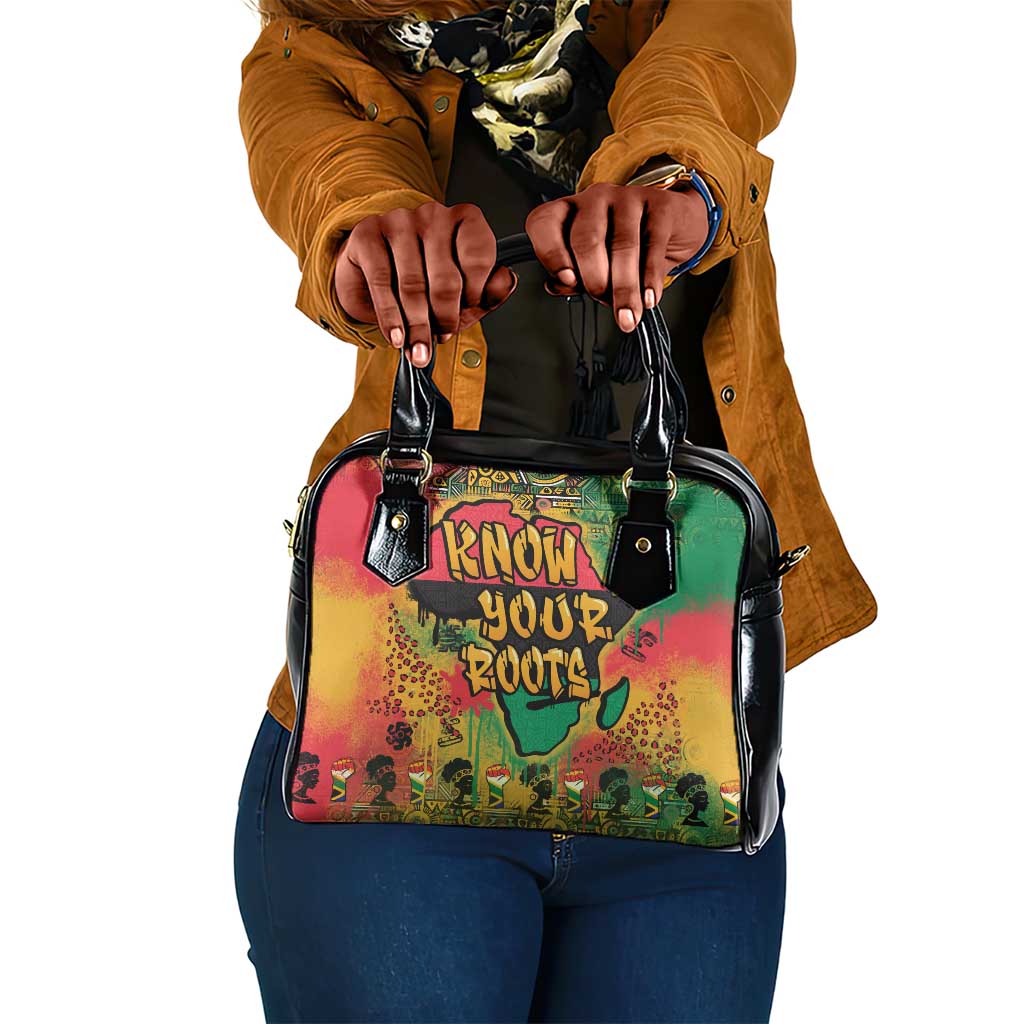 Africa Map Graffiti Shoulder Handbag Know You Roots Art Style