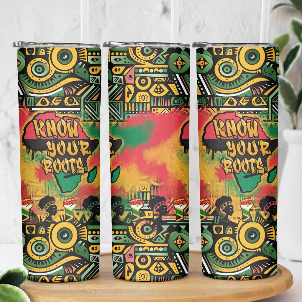 Africa Map Graffiti Skinny Tumbler Know You Roots Art Style