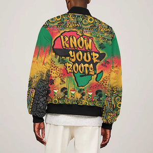 Africa Map Graffiti Sleeve Zip Bomber Jacket Know You Roots Art Style