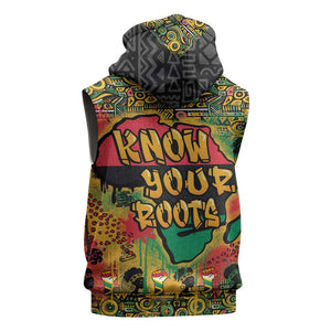 Africa Map Graffiti Sleeveless Zip Hoodie Know You Roots Art Style - African Pride