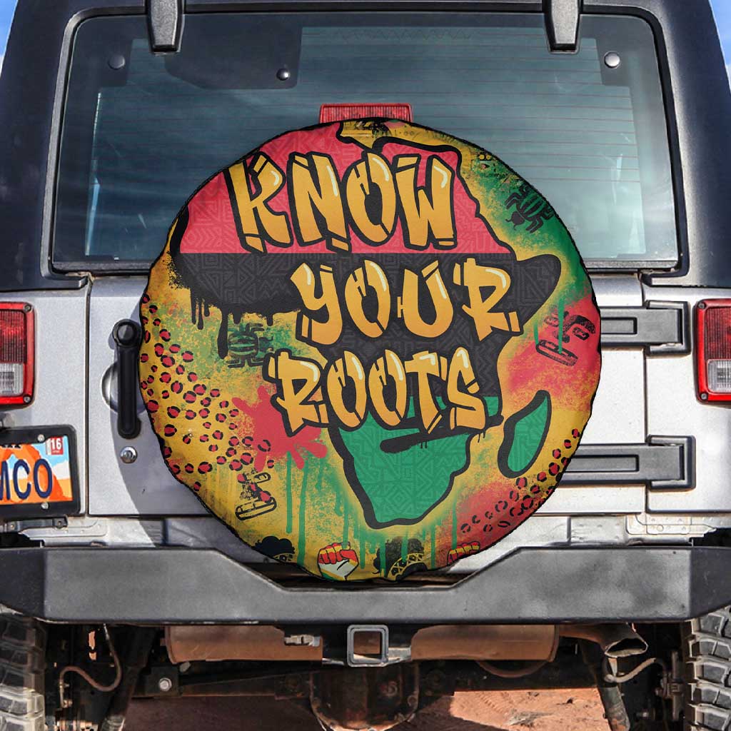 Africa Map Graffiti Spare Tire Cover Know You Roots Art Style