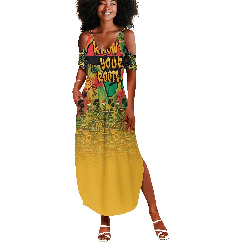 Africa Map Graffiti Summer Maxi Dress Know You Roots Art Style