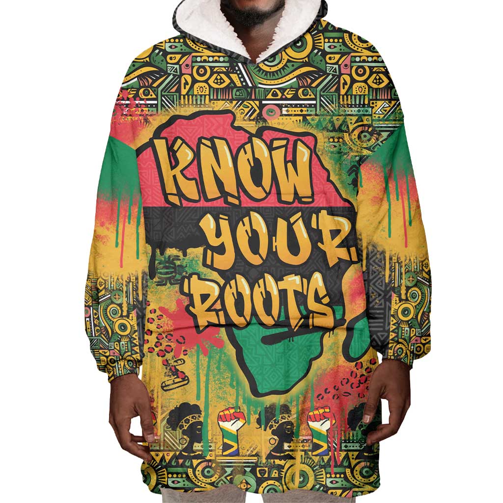 Africa Map Graffiti Wearable Blanket Hoodie Know You Roots Art Style