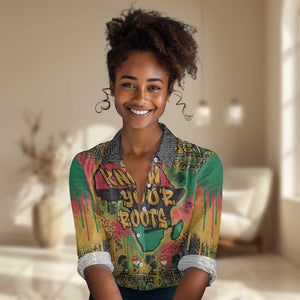 Africa Map Graffiti Women Casual Shirt Know You Roots Art Style