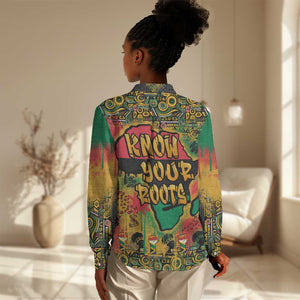 Africa Map Graffiti Women Casual Shirt Know You Roots Art Style