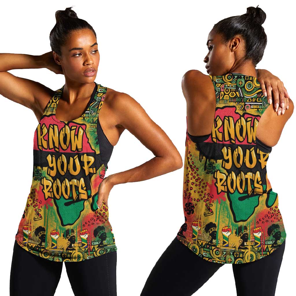 Africa Map Graffiti Women Racerback Tank Know You Roots Art Style