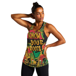 Africa Map Graffiti Women Racerback Tank Know You Roots Art Style