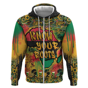 Africa Map Graffiti Zip Hoodie Know You Roots Art Style