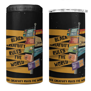 African Creativity 4 in 1 Can Cooler Tumbler Black Creativity Rules The World