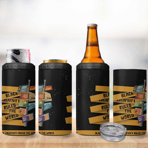 African Creativity 4 in 1 Can Cooler Tumbler Black Creativity Rules The World