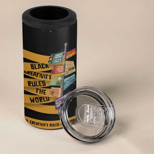 African Creativity 4 in 1 Can Cooler Tumbler Black Creativity Rules The World