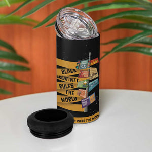 African Creativity 4 in 1 Can Cooler Tumbler Black Creativity Rules The World