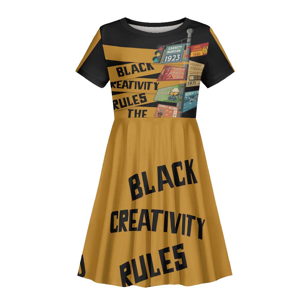 African Creativity Kid Short Sleeve Dress Black Creativity Rules The World