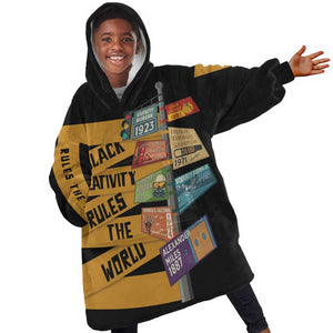 African Creativity Kid Wearable Blanket Hoodie Black Creativity Rules The World