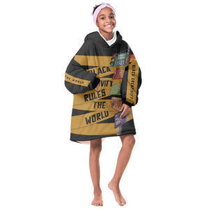 African Creativity Kid Wearable Blanket Hoodie Black Creativity Rules The World