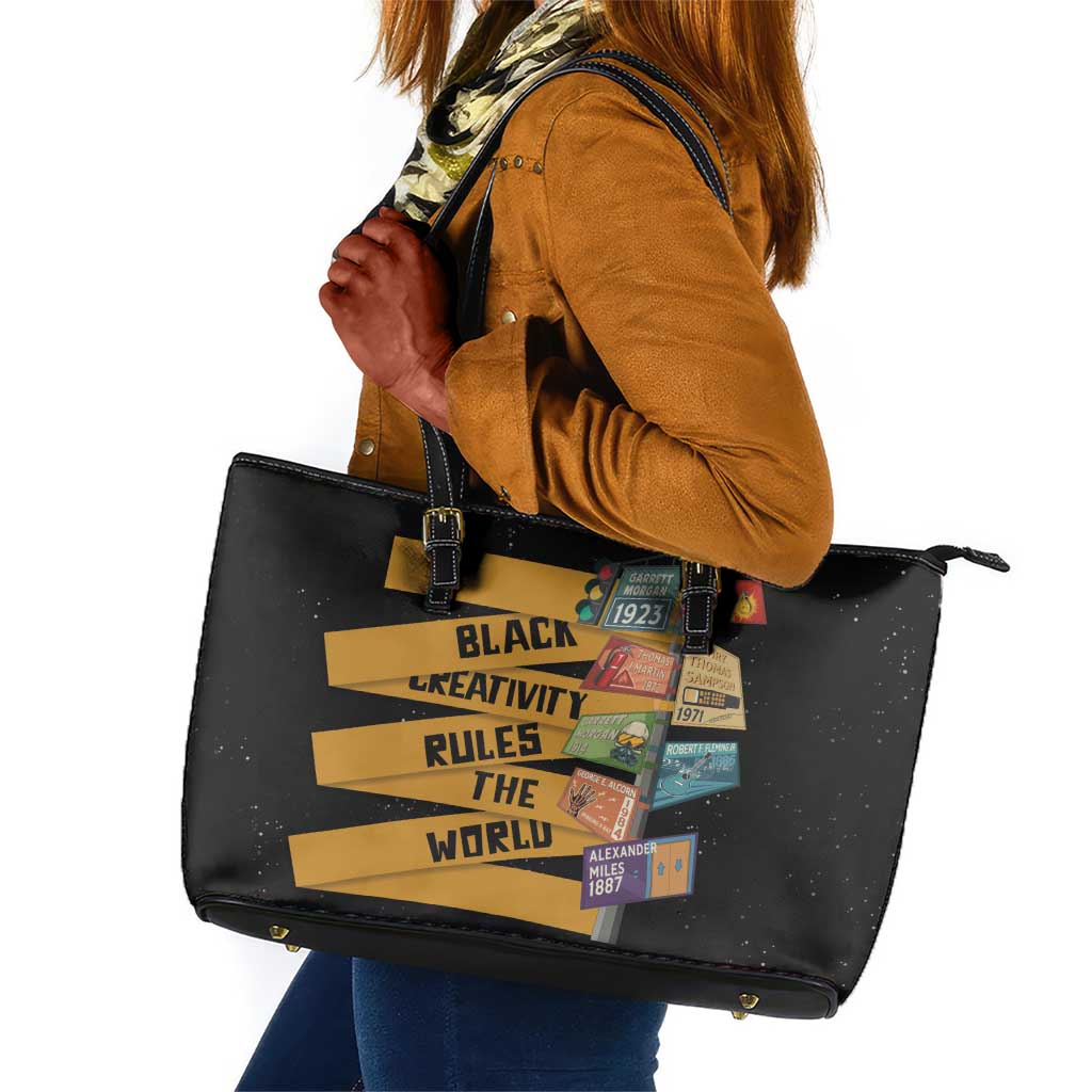 African Creativity Leather Tote Bag Black Creativity Rules The World