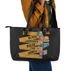 African Creativity Leather Tote Bag Black Creativity Rules The World