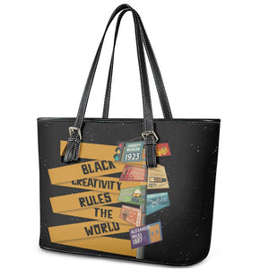 African Creativity Leather Tote Bag Black Creativity Rules The World