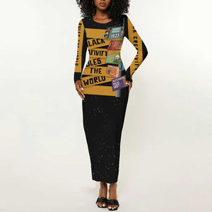 African Creativity Long Sleeve Bodycon Dress Black Creativity Rules The World