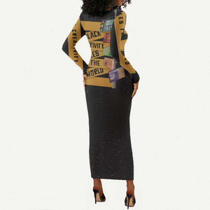 African Creativity Long Sleeve Bodycon Dress Black Creativity Rules The World