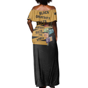 African Creativity Off Shoulder Maxi Dress Black Creativity Rules The World