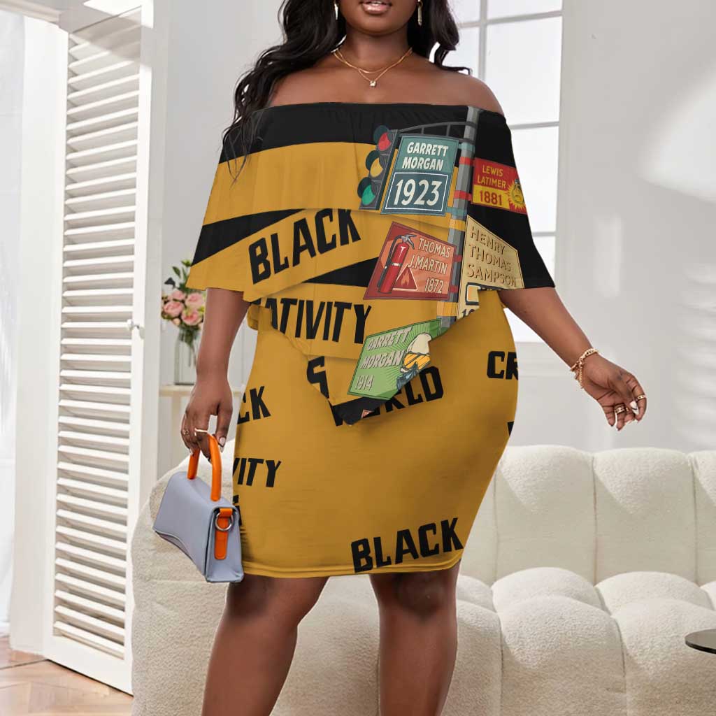 African Creativity Off Shoulder Short Dress Black Creativity Rules The World