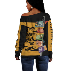 African Creativity Off Shoulder Sweater Black Creativity Rules The World