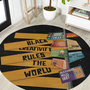 African Creativity Round Carpet Black Creativity Rules The World