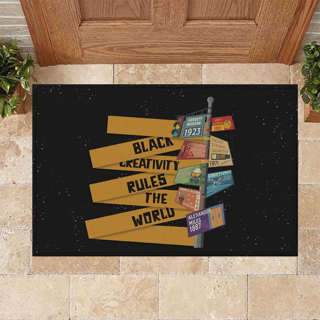 African Creativity Rubber Doormat Black Creativity Rules The World