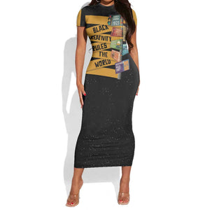 African Creativity Short Sleeve Bodycon Dress Black Creativity Rules The World