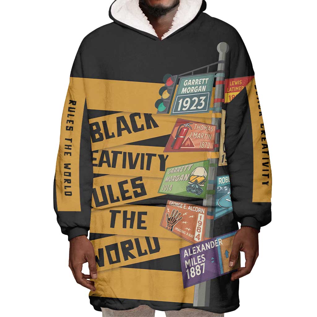 African Creativity Wearable Blanket Hoodie Black Creativity Rules The World