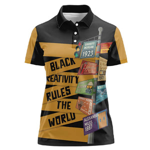 African Creativity Women Polo Shirt Black Creativity Rules The World