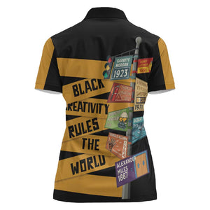 African Creativity Women Polo Shirt Black Creativity Rules The World