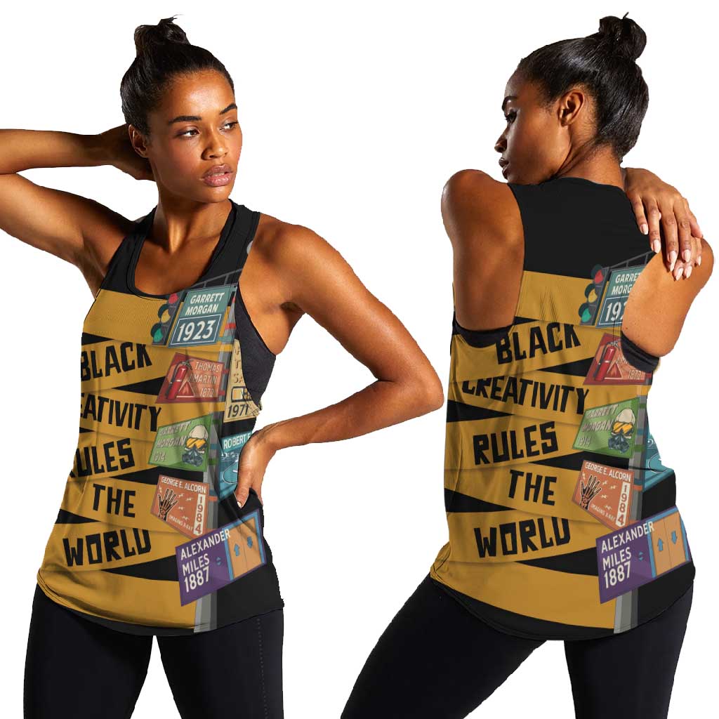 African Creativity Women Racerback Tank Black Creativity Rules The World