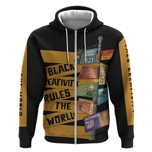 African Creativity Zip Hoodie Black Creativity Rules The World