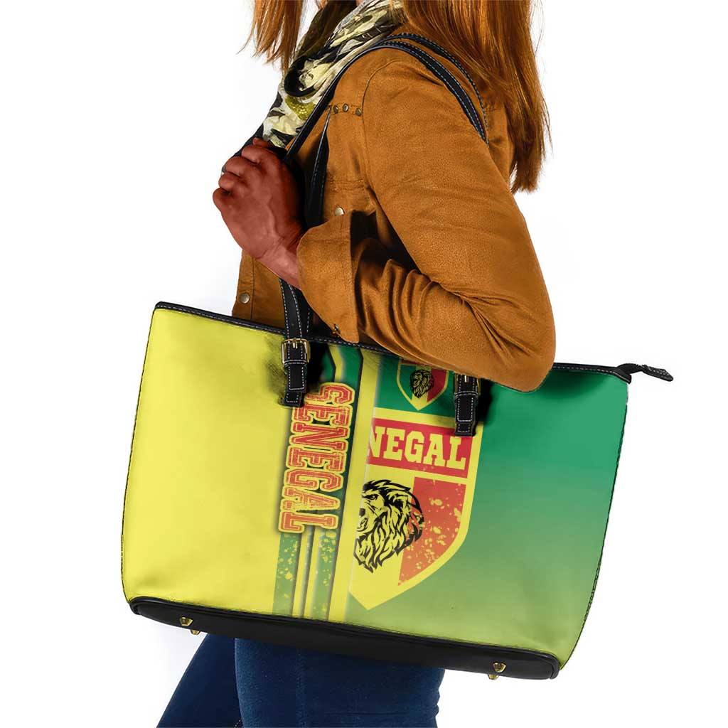 Senegal Soccer Leather Tote Bag Lions of Teranga Football - Road To Champion