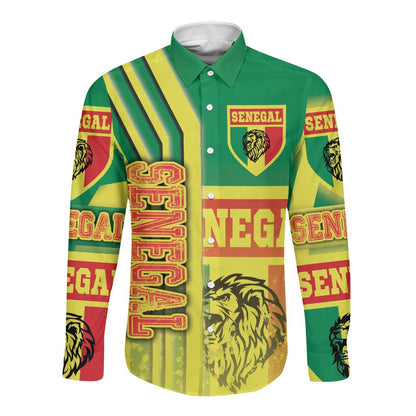 Senegal Soccer Long Sleeve Button Shirt Lions of Teranga Football - Road To Champion