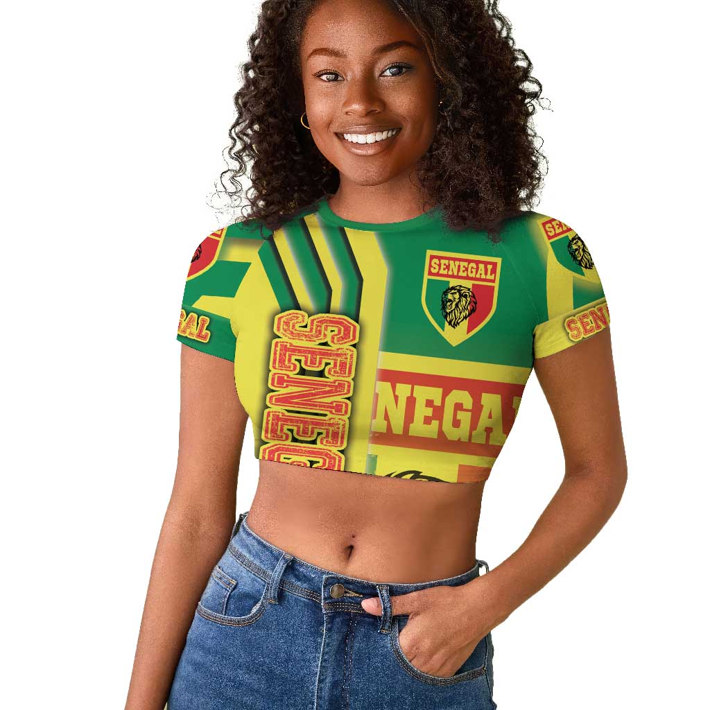 Senegal Soccer Raglan Cropped T shirt Lions of Teranga Football - Road To Champion