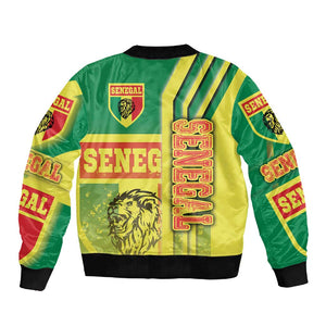 Senegal Soccer Sleeve Zip Bomber Jacket Lions of Teranga Football - Road To Champion