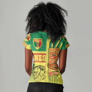 Senegal Soccer Women V-Neck T-Shirt Lions of Teranga Football - Road To Champion