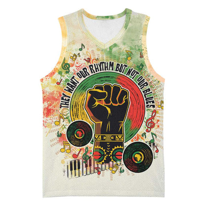 They Want Our Rhythm Not Our Blues Basketball Jersey Afro Pride Music DT03