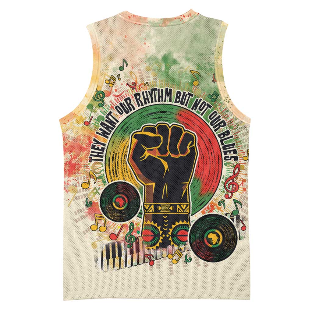 They Want Our Rhythm Not Our Blues Basketball Jersey Afro Pride Music DT03